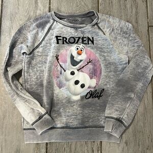 Disney Frozen Heather Grey Olaf Sweater Girls Size 11/12